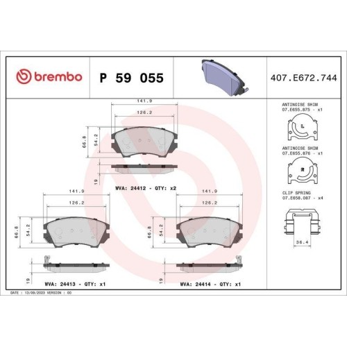 Plaquettes de frein Brembo P59055 Prime Line pour Opel et GMC