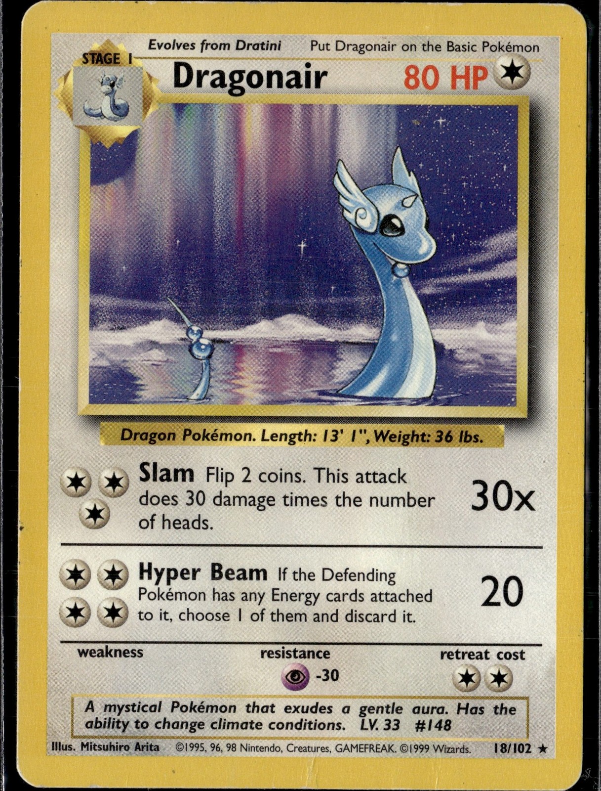 Dragonair 18/102 BS, MP Pokemon Card