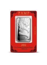 2012 PAMP Suisse Swiss 1 Oz .999 Fine Silver Bar Lunar Dragon Sealed Assay
