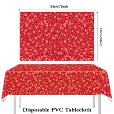 1/2/3pcs Valentines Day Heart Tablecloth 54×72inch Red/Pink Disposable PVC Table