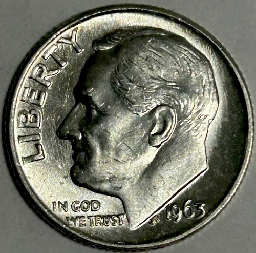 1963-P Roosevelt Dime 90% Silver Choice BU Blast White MS Lustrous *NICE* Coin🔥