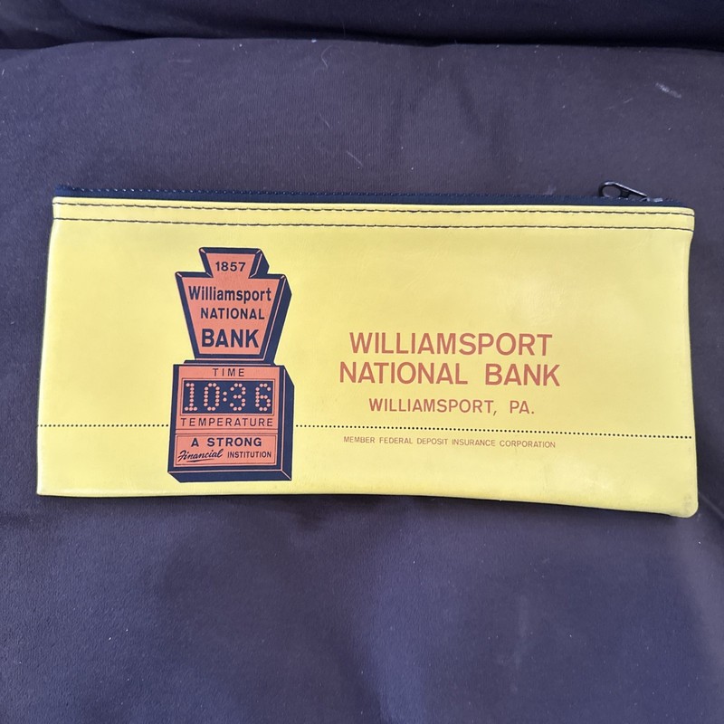   1 Money Bank Bag Williamsport National Bank Williamsport Pa