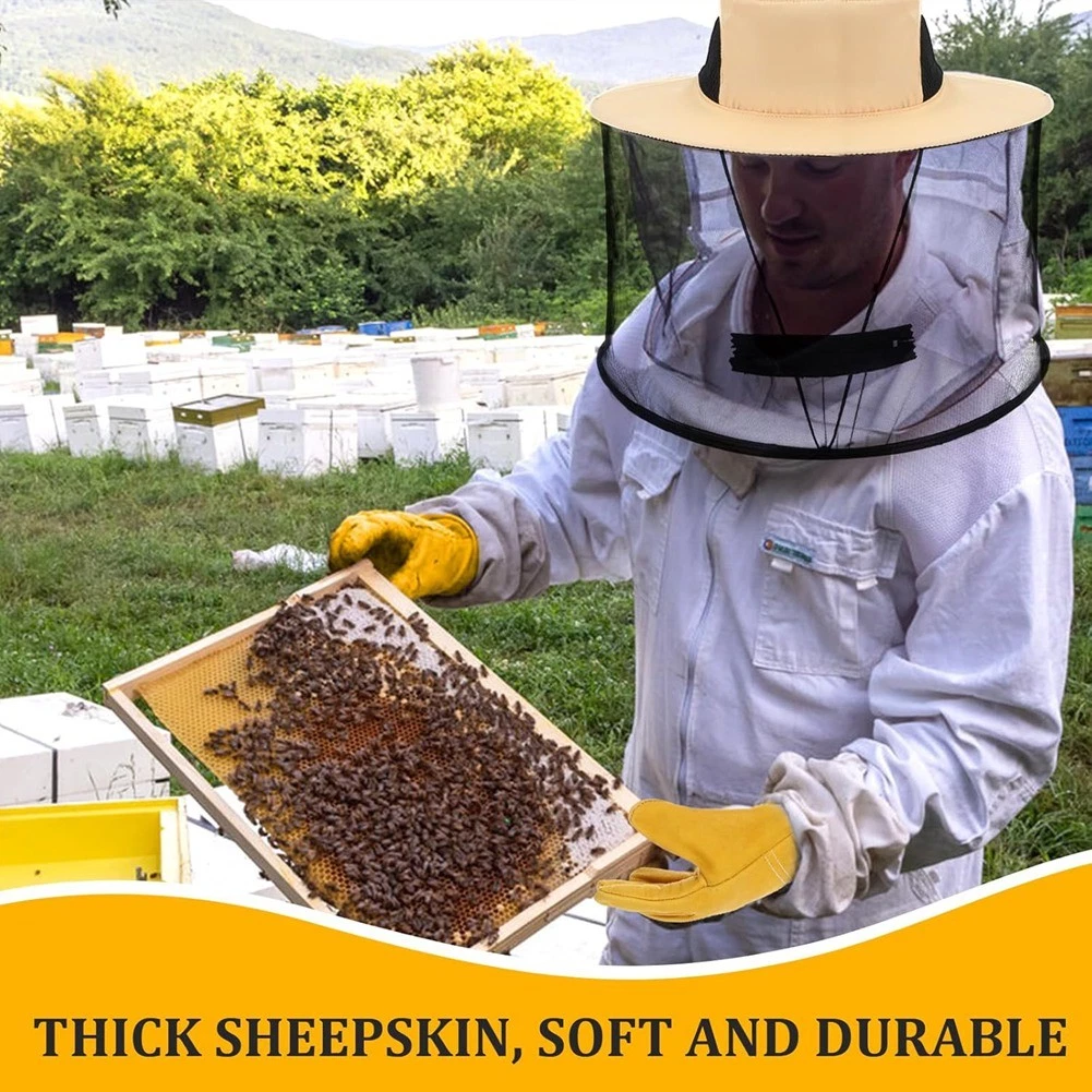 Beekeeping Gloves Hats Set 2 Pack Beekeeping Fencing Mosquito Hats Netting7308