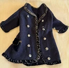 Antique Doll Clothing Black Cloth Jacket