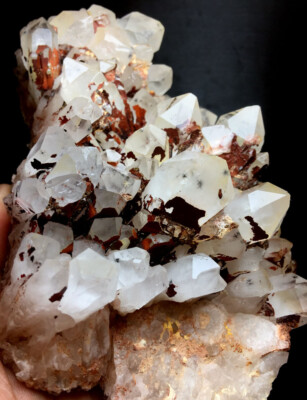 718gRARE Natural Hollandite Star Quartz CRYSTAL Cluster Point&Trapiche Hair O371