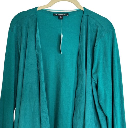 Inc International Concepts Womens Moleskin Open Front Cardigan XXL Quetzal Green - Picture 2 of 7