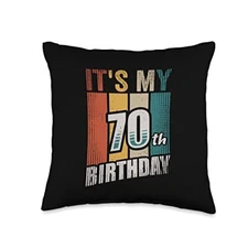Vintage It's My 70th Birthday Throw Pillow 16x16 Multicolor