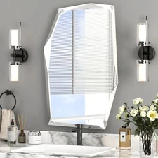 KOHROS Rectangle Frameless Wall Mounted Bathroom Mirror Rectangular Hypotenus...