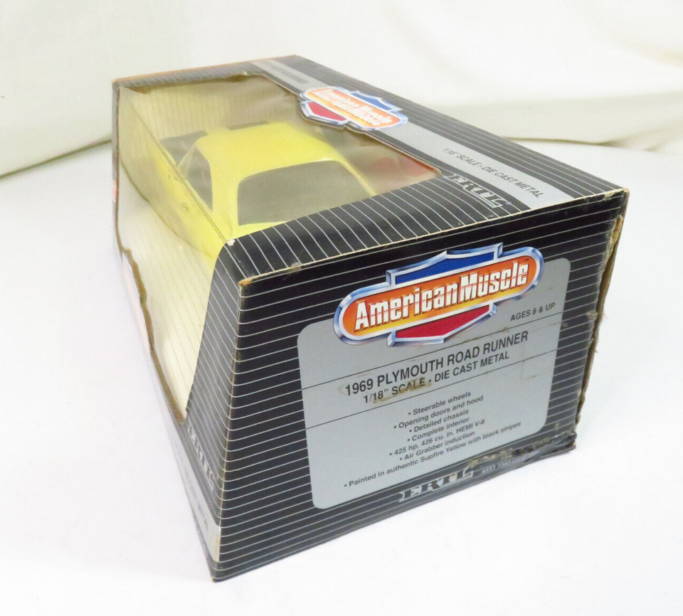 ERTL AMERICAN MUSCLE 1969 PLYMOUTH ROADRUNNER 1/18TH SCALE DIECAST CAR ...
