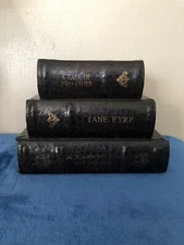 Decorative Charles Dickens Brown Aged Faux Wooden Book Box/Jewelry Box Vintage