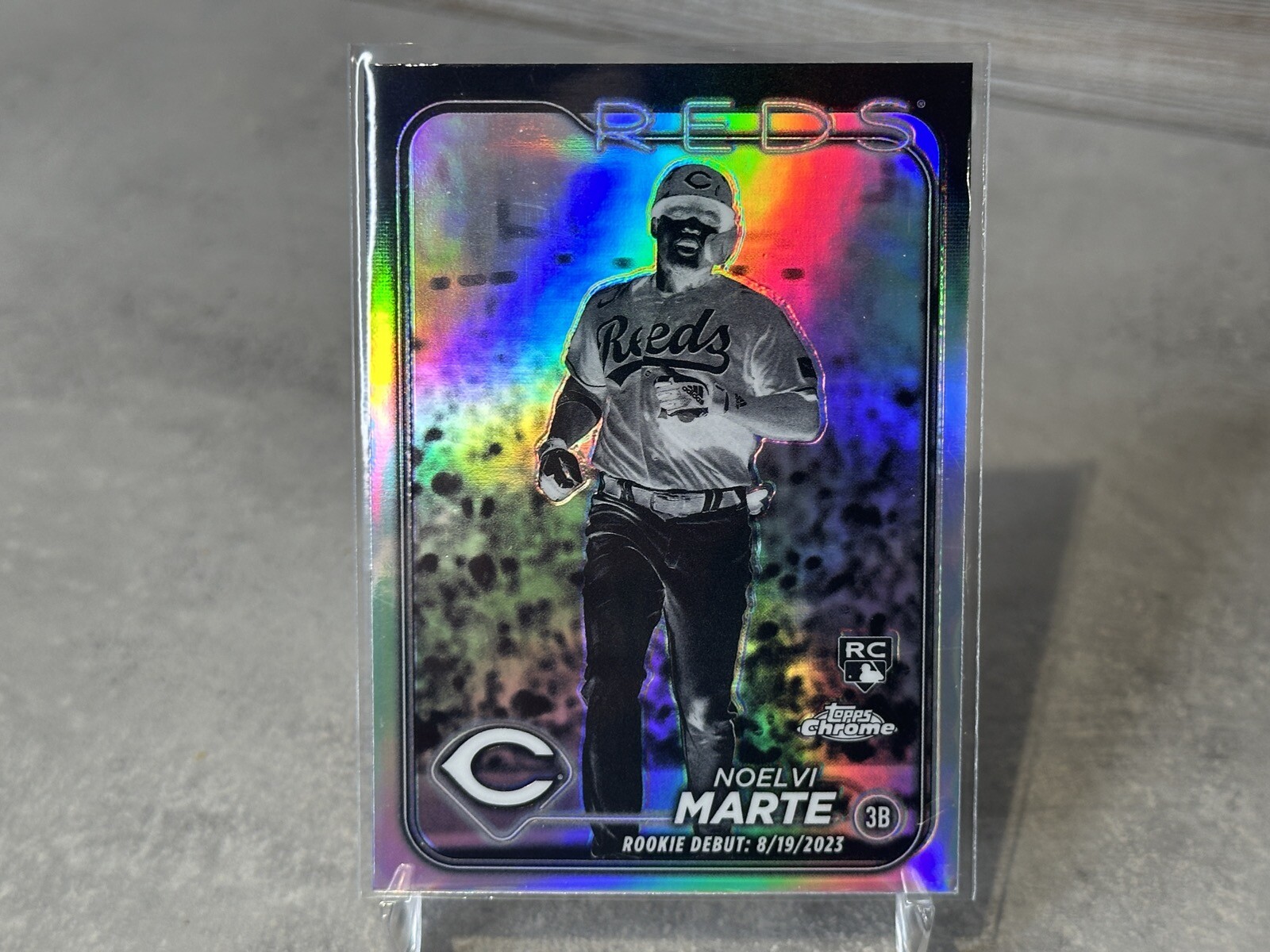 2024 TOPPS CHROME UPDATE NOELVI MARTE NEGATIVE PARALLEL ROOKIE DEBUT REDS