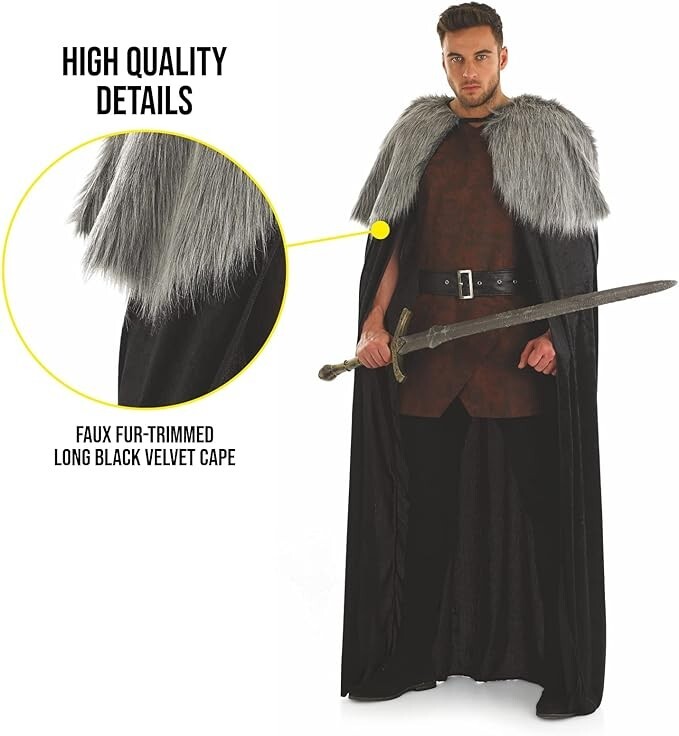 Mens Viking Warrior Long Cape Medieval Knight Lord Cloak Fancy