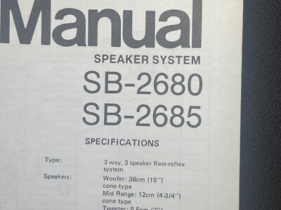 Technics SB-2680 SB-2685 Service Manual Speaker System Original | eBay