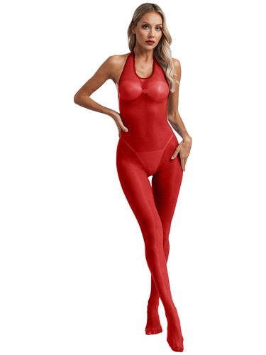 Womens Footed Stocking Tempting Jumpsuit Sleeveless Full Body Stockings Smooth - 第 43/76 張圖片