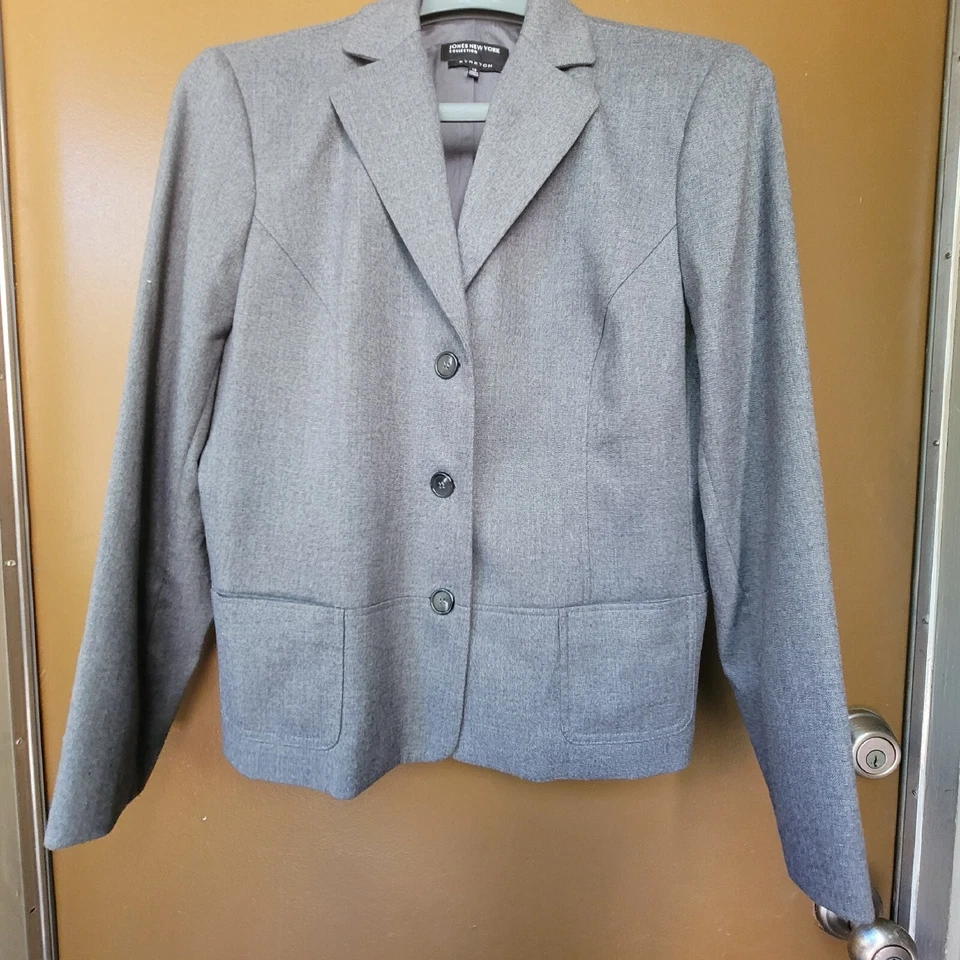 Blazer Jones New York Collection 3 Botones Gris Talla 14 A16 Foto 2 de 4