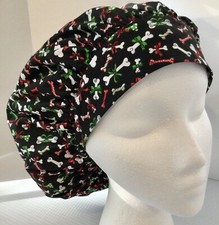 Christmas Dog Bones Scrub Cap Medical Bouffant Medium Surgery Hat Veterinarian