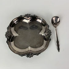 International Deep Silver Vintage Serving Bowl & Spoon