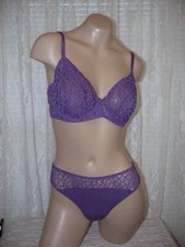 La Perla Studio Iris 34B S Full Cup Bra Thong Set Grape Purple