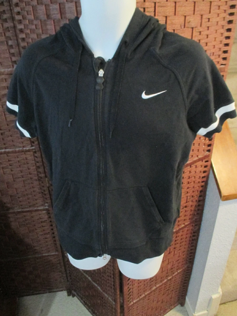 Womens Nike Full Zip Hoodie Short Sleeve Track Athletic Size Medium 8 10