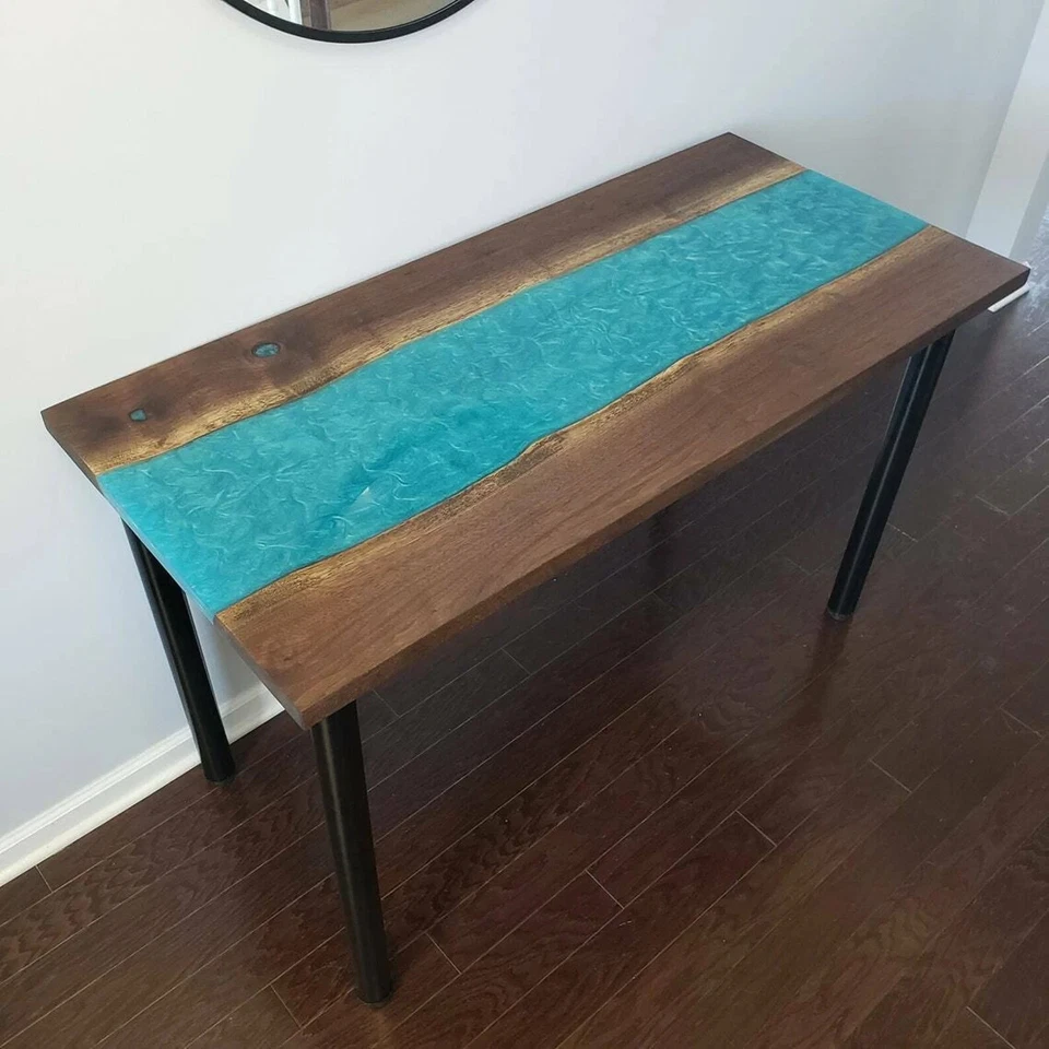 36" x 18" Wood And Epoxy Resin Wooden Console Table Modern Home Furnishing - Image 2 of 4
