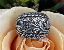 CAROLYN POLLACK STERLING SILVER ROPE SCROLL FILIGREE DOME RING Sz7