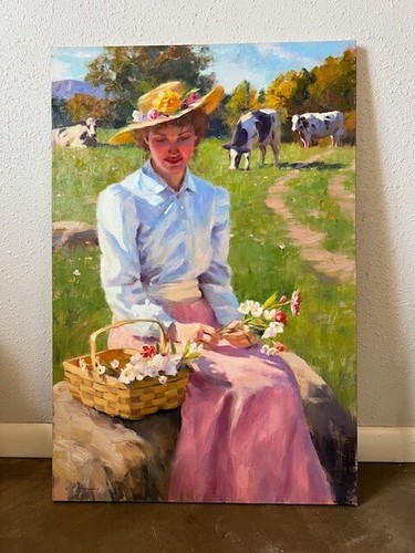 Gregory Frank Harris Impressionist Painting, "Peaceful Countryside"  24"x36"