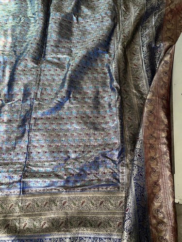 Oriental 100% Silk- King Size W/3 Pillow Shams Handmade Vintage Bedspread 86x112 - 第 4/15 張圖片