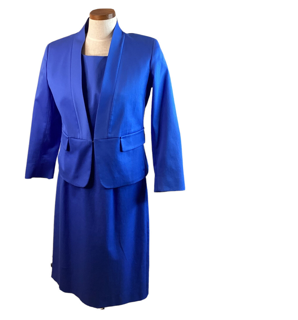 Max Mara Weekend Sleeveless Sheath Dress Jacket Blue Made In Italy