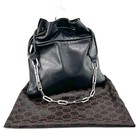 GUCCI Chain Bag Shoulder Bag Black Leather Auth