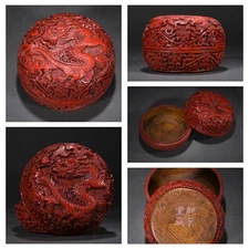 China Antique Vintage Lacquerware Box Exquisite Dragon Statue Jewelry Box Art