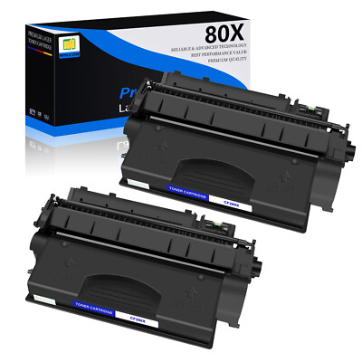 Hi-Yield CF280X 80X Black Toner Cartridge for HP Laserjet Pro 400 M401n - 2 Pack