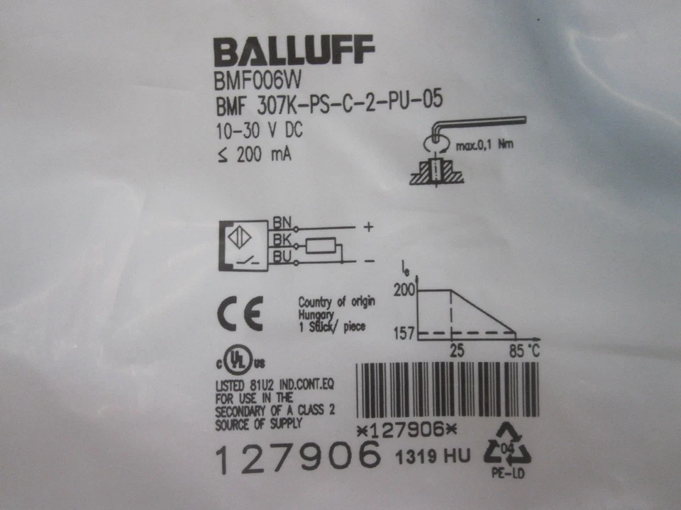 1PCS NEW For BALLUFF Proximity Switch BMF 307K-PS-C-2-PU-05 - Image 2 of 4