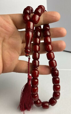 Antique Ottoman Faturan Cherry Amber Bakelite Islamic Prayer 59 g