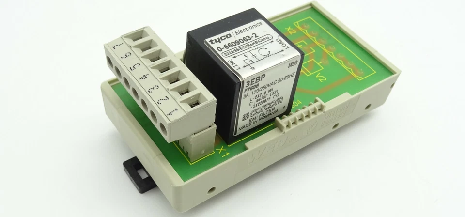 2x Filtermodul CORCOM 3EBP RFI Filter Netzfilter 3A 250V + PCB Platine WEB 1001 - Image 3 of 4