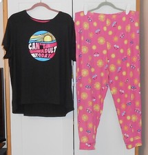 WOMEN'S SECRET TREASURES BL. PRINT w/PK. PRINT BOTTOM PAJAMA SET - SIZE XLARGE