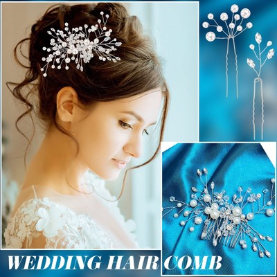 Bridal Hair Comb Set 44 Pieces Faux Pearl Crystal Amazon.com : Maitys 44 Pieces Wedding Hair Accessories Faux  main image 3