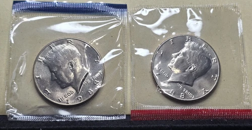 1988 P & D JFK Kennedy Half Dollar  50C Philadelphia Denver Free Shipping