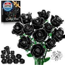 XGSHJ 12-Pack Black Rose Bouquet Building Set - Botanical Collection Blocks