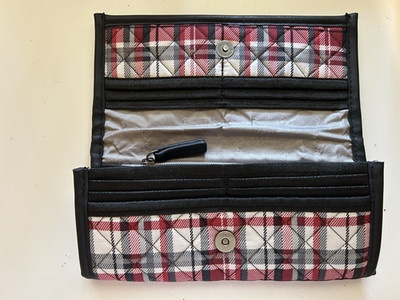 Donna Sharp Multi-colored Quilted Plaid Wallet, Preowned but gently used