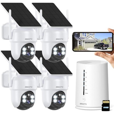 ARCCTV 4MP Solar Camera Security System 100%Wireless,Outdoor IP WiFi6 CCTV Audio