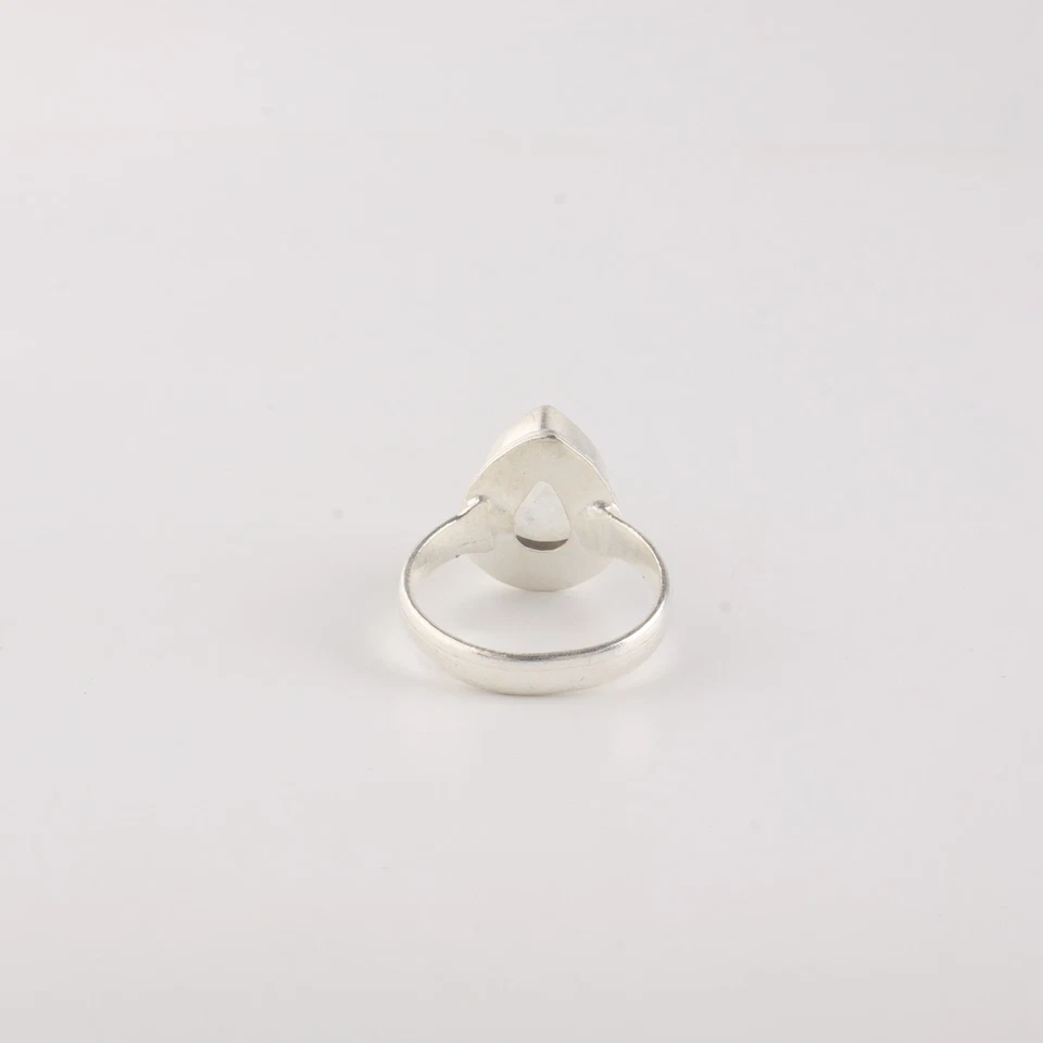 Anillo de regalo único de plata esterlina 925 con piedras preciosas de luna arco iris natural Foto 4 de 4