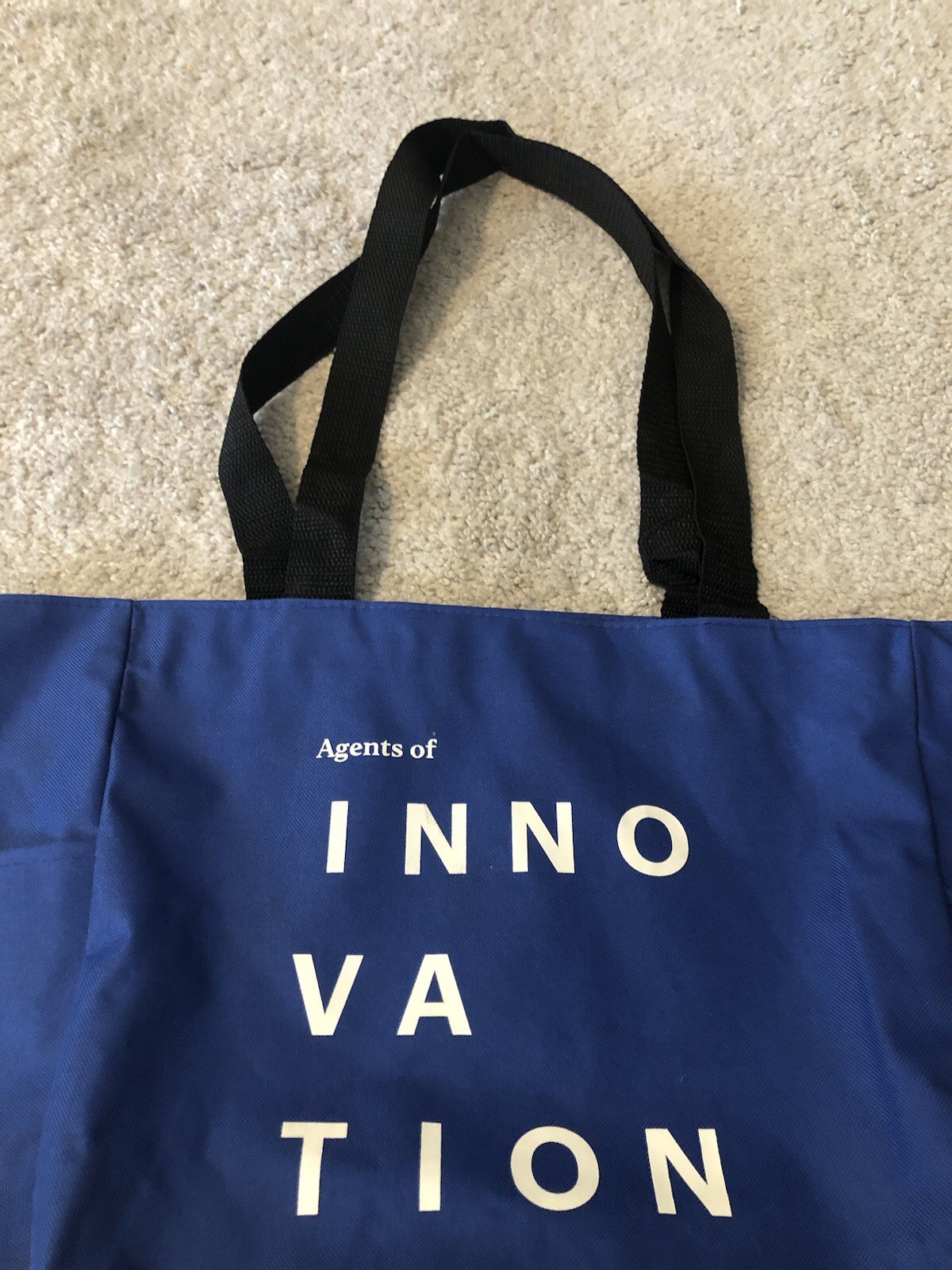 Vintage Distress Invesco QQQ Logo Blue Large Blue Tote Bag With Handle READ image 8