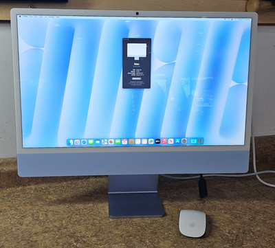 2024 iMac 24'' Blue MWUF3LLA A3247 M4 16GB RAM 256GB SSD Pre-owned w/ Mouse
