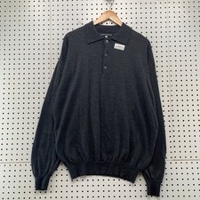 Mark Shale 100 Merino Wool Sweater Polo Mens XL Black Long Sleeve Made In Italy