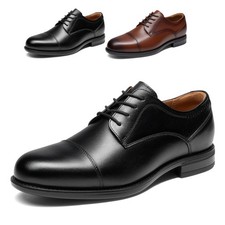 Men's Full Grain Leather Elegant Oxford Dress Shoes Brogue Cap Toe