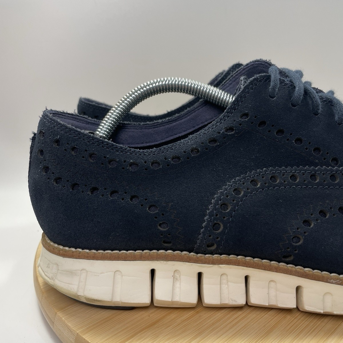Cole Haan ZeroGrand Mens 10.5 Navy Blue Suede Wingtip Oxford  display picture 2