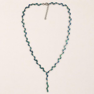Collier goutte en argent sterling rhodié feuille d'opale bleue Y