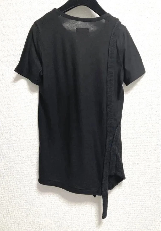 USED YOHJI YAMAMOTO ::: CUT AND SEW TOP, SHORT SLEEVE, BLACK GOOD - Image 4 of 4