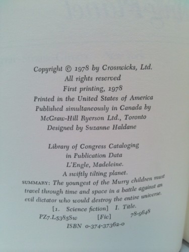 A Swiftly Tilting Planet: (National Book Award Winner) by L'Engle, Madeleine - Picture 2 of 2