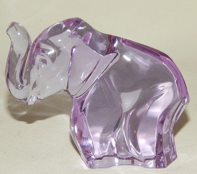 Glas Figur Elephant MOSER signiert Elefant violett